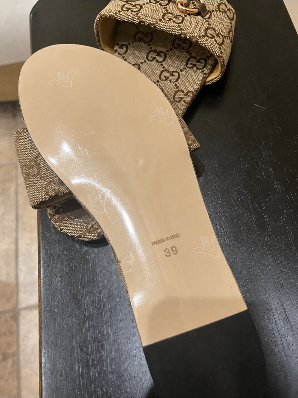 NEW Women's Canvas
Horsebit Slide Sandal with Gold Hardware - Picture 2 of 3
